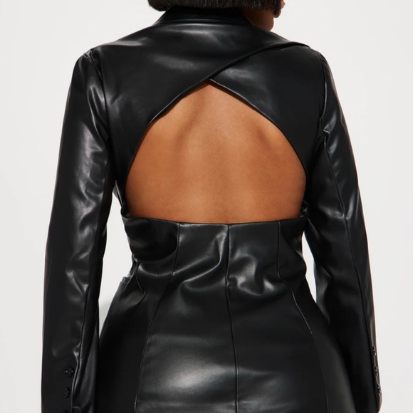 Black Faux Leather Cutout Jacket - Picture 5 of 10